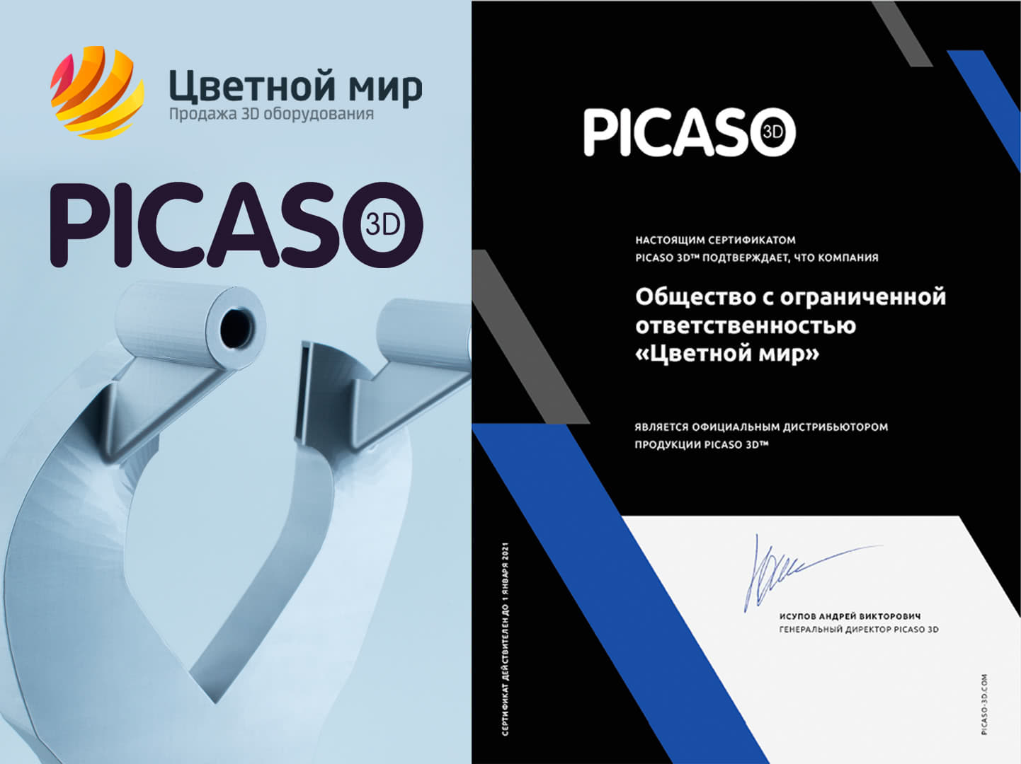 Сертификат PICASO 3D Сертификат PICASO 3D