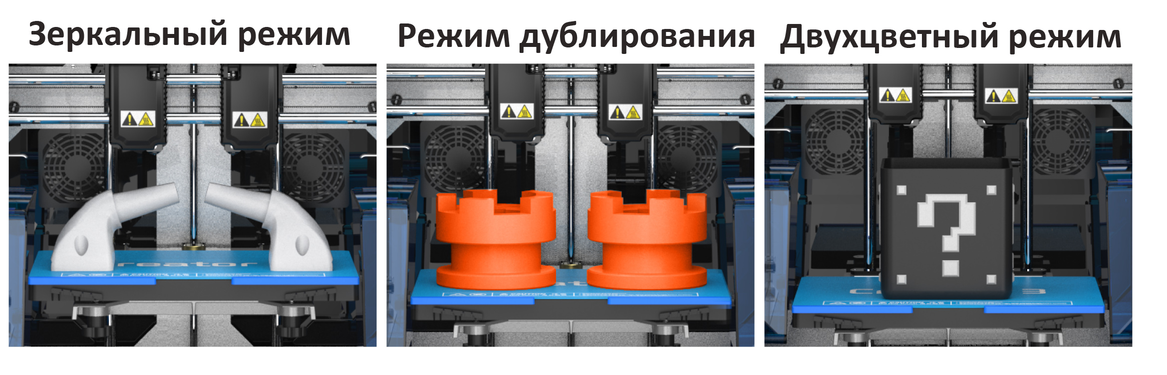 3 режима печати Flashforge Creator 3